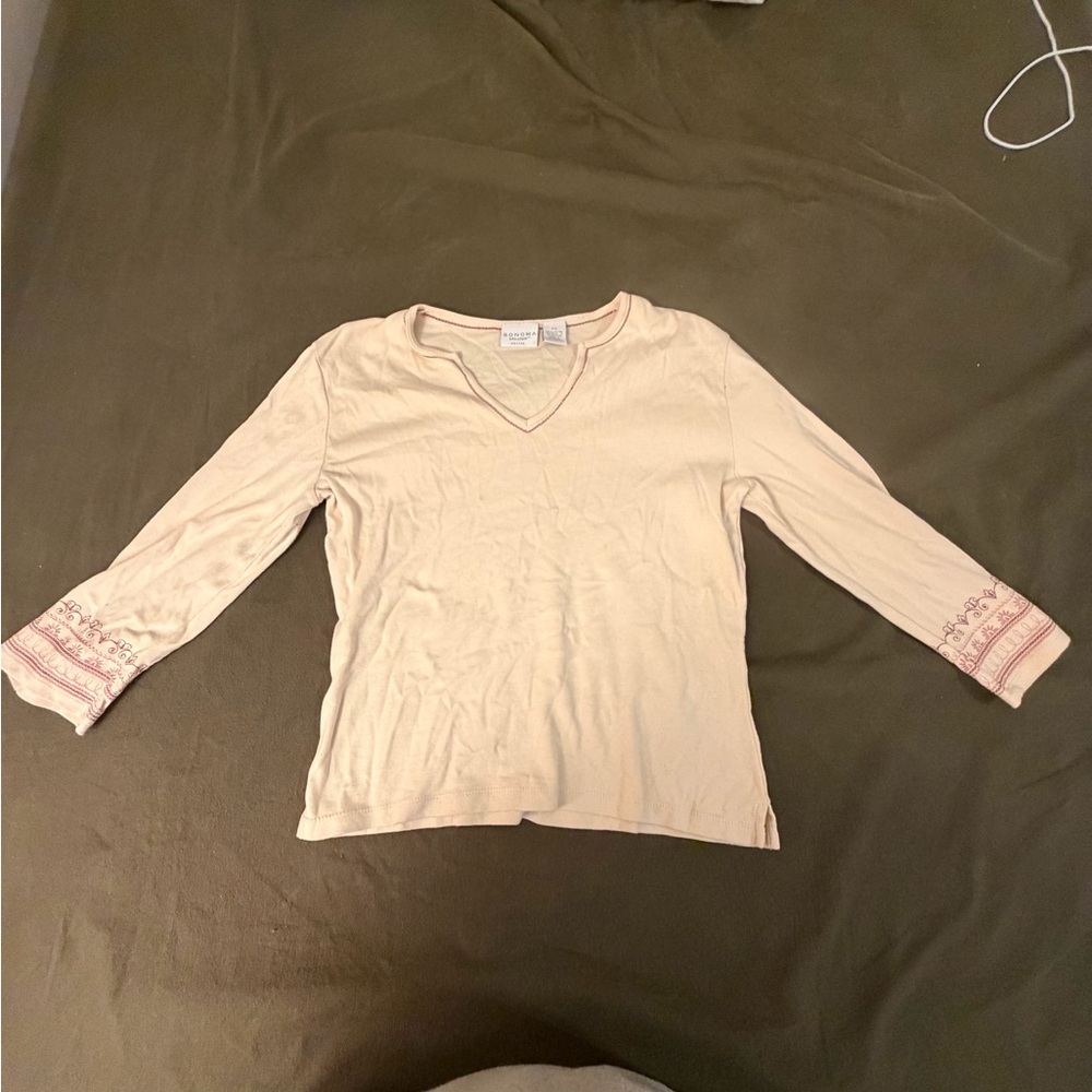 Sonoma Cream Long Sleeve V-Neck Top